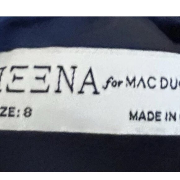 Mac Duggal Navy Blue Women Size 8 Beaded Neckline Pleated Chiffon  Evening Gown - Picture 2 of 11